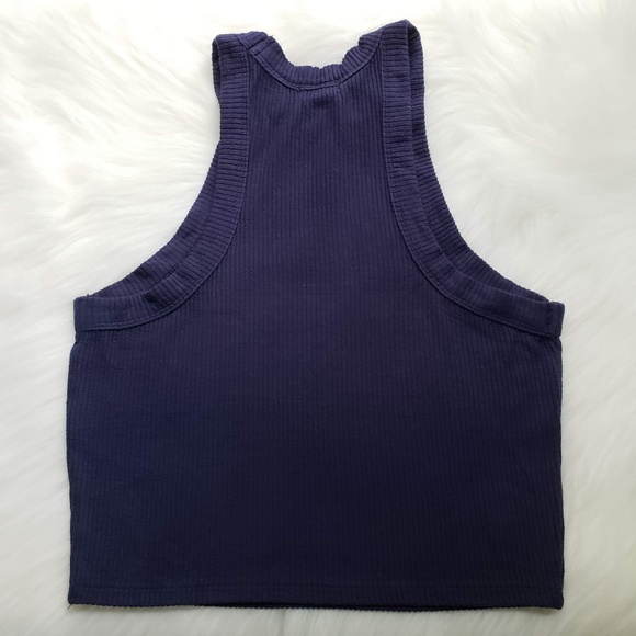 Garage Navy Blue Rib Sport Neck Cropped Tank - Picture 7 of 8